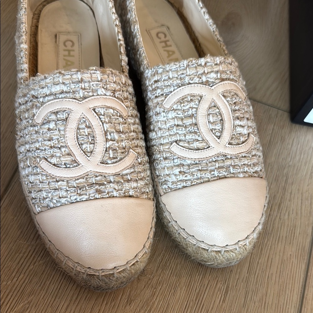 CHANEL Cream Beige Tweed Espadrilles size 37 - Picture 5 of 13